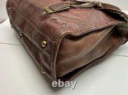 Frye Campus Satchel Rich Walnut Brown Leather Shoulder / Hand Bag Vintage $388