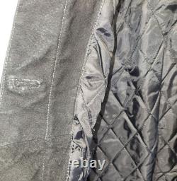 G-III Vintage Black Suede Leather Western Trucker Jacket Quilted Lined LARGE