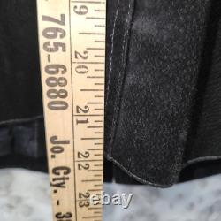 G-III Vintage Black Suede Leather Western Trucker Jacket Quilted Lined LARGE
