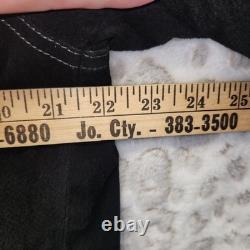 G-III Vintage Black Suede Leather Western Trucker Jacket Quilted Lined LARGE