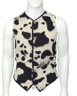GIANNI VERSACE-1990s Wool Holstein Print Vest, Size-Large