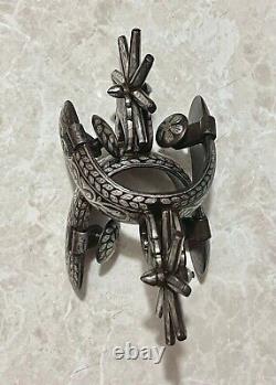 GORGEOUS ANTIQUE Mexican Chihuahua Large Silver Inlaid Spurs-E/C