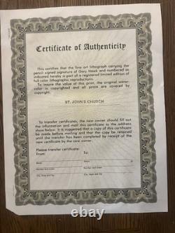 Gary Hawk Signed And Numbered Lithograph Saint John's Church