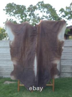 Genuine Leather Cow Hide Rug Extra Large Antique Yellowsrone Veterinary Owned