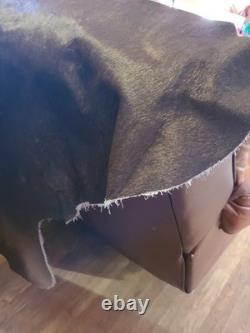 Genuine Leather Cow Hide Rug Extra Large Antique Yellowsrone Veterinary Owned