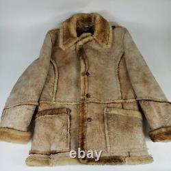 Gino Leathers Vintage Shearling Jacket Mens 46 Rancher Western Jacket Rare