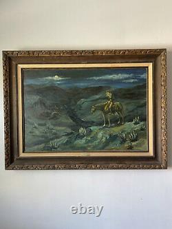 Gloria Bilotta Antique Western Cowboy Horse Oil Painting Old Vintage California