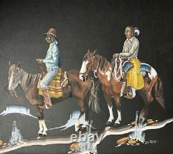 Guy Nez Jr Arizona Southwest Antique Native American Vinatge Cowboy Painting