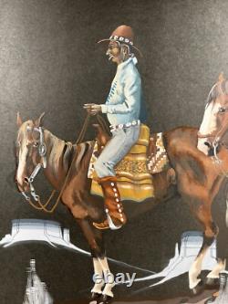 Guy Nez Jr Arizona Southwest Antique Native American Vinatge Cowboy Painting