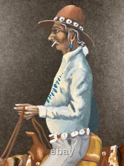 Guy Nez Jr Arizona Southwest Antique Native American Vinatge Cowboy Painting