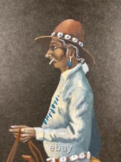 Guy Nez Jr Arizona Southwest Antique Native American Vinatge Cowboy Painting