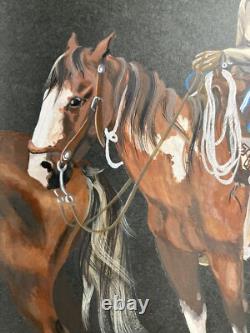 Guy Nez Jr Arizona Southwest Antique Native American Vinatge Cowboy Painting