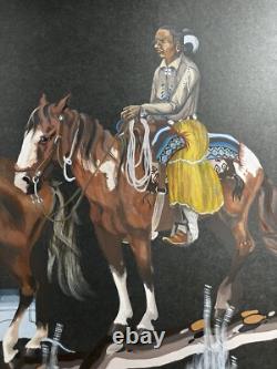 Guy Nez Jr Arizona Southwest Antique Native American Vinatge Cowboy Painting