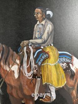 Guy Nez Jr Arizona Southwest Antique Native American Vinatge Cowboy Painting