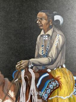 Guy Nez Jr Arizona Southwest Antique Native American Vinatge Cowboy Painting
