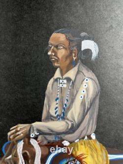 Guy Nez Jr Arizona Southwest Antique Native American Vinatge Cowboy Painting