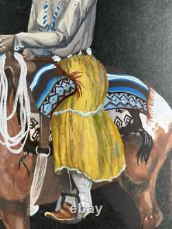 Guy Nez Jr Arizona Southwest Antique Native American Vinatge Cowboy Painting