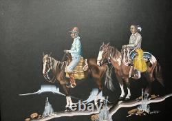Guy Nez Jr Arizona Southwest Antique Native American Vinatge Cowboy Painting