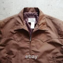 H BAR C 60s Mustang Western Jacket Brown Polyester Cotton Size L Vintage #FJ ZEA