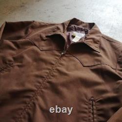 H BAR C 60s Mustang Western Jacket Brown Polyester Cotton Size L Vintage #FJ ZEA
