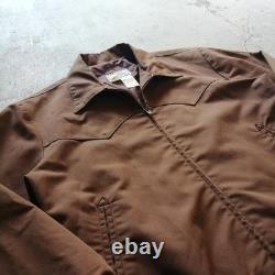H BAR C 60s Mustang Western Jacket Brown Polyester Cotton Size L Vintage #FJ ZEA