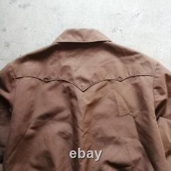 H BAR C 60s Mustang Western Jacket Brown Polyester Cotton Size L Vintage #FJ ZEA