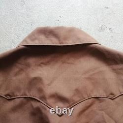 H BAR C 60s Mustang Western Jacket Brown Polyester Cotton Size L Vintage #FJ ZEA