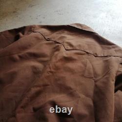 H BAR C 60s Mustang Western Jacket Brown Polyester Cotton Size L Vintage #FJ ZEA