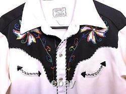 H BAR C California Ranchwear Embroidered Longtail Western Snap Shirt Large