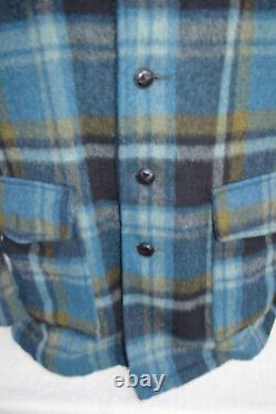 H-Bar C Ranch mens L blue wool vintage western wear winter coat, XL drycleaned