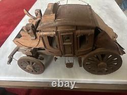 HAND MADE Vintage Wood FOLK ART STAGECOACH Western Wagon Large Scale