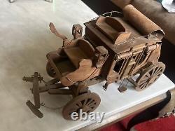 HAND MADE Vintage Wood FOLK ART STAGECOACH Western Wagon Large Scale