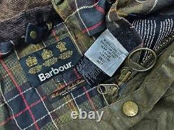 HOT Men's BARBOUR @ SS17 ASHBY WAXED Cotton PLAID LINED Zip OLIVE COAT Jacket L