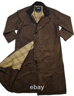 HOT Men's BARBOUR STOCKMAN CORDUROY Collar PLAID LINED BROWN WAXED TRENCH COAT L
