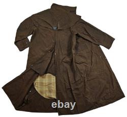 HOT Men's BARBOUR STOCKMAN CORDUROY Collar PLAID LINED BROWN WAXED TRENCH COAT L