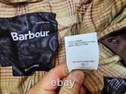 HOT Men's BARBOUR STOCKMAN CORDUROY Collar PLAID LINED BROWN WAXED TRENCH COAT L