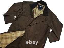 HOT Men's BARBOUR STOCKMAN CORDUROY Collar PLAID LINED BROWN WAXED TRENCH COAT L