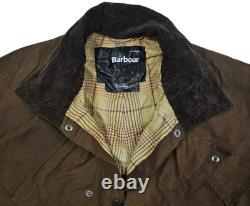 HOT Men's BARBOUR STOCKMAN CORDUROY Collar PLAID LINED BROWN WAXED TRENCH COAT L