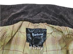 HOT Men's BARBOUR STOCKMAN CORDUROY Collar PLAID LINED BROWN WAXED TRENCH COAT L