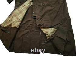 HOT Men's BARBOUR STOCKMAN CORDUROY Collar PLAID LINED BROWN WAXED TRENCH COAT L