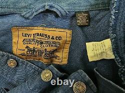 HOT VINTAGE 90's Men LEVIS @ CHORE WORKWEAR WHITE TAB BLUE CANVAS JACKET Jeans L