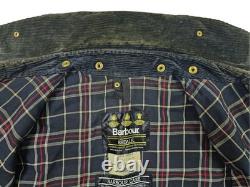 HOT VINTAGE Men's BARBOUR A105 BEDALE PARKA PLAID LINED GRAY WAXED Jacket C44 L