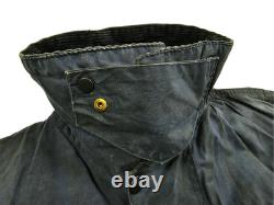 HOT VTG ENGLAND Men's BARBOUR @ BORDER PARKA LINED NAVY GRAY WAXED COAT Jacket L
