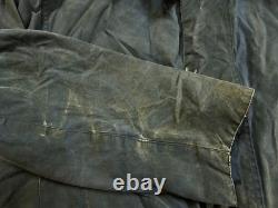 HOT VTG ENGLAND Men's BARBOUR @ BORDER PARKA LINED NAVY GRAY WAXED COAT Jacket L