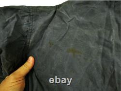 HOT VTG ENGLAND Men's BARBOUR @ BORDER PARKA LINED NAVY GRAY WAXED COAT Jacket L