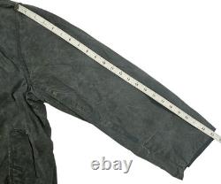 HOT VTG ENGLAND Men's BARBOUR @ BORDER PARKA LINED NAVY GRAY WAXED COAT Jacket L