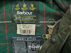 HOT VTG Men BARBOUR A400 NORTHUMBRIA PARKA WAXED WOOL LINED OLIVE Jacket C46 XL