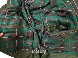 HOT VTG Men BARBOUR A400 NORTHUMBRIA PARKA WAXED WOOL LINED OLIVE Jacket C46 XL