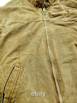 HOT VTG Men CARHARTT @ J14 BOMBER WORKWEAR FLEECE LINED BROWN CANVAS Jacket XXL