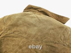 HOT VTG Men CARHARTT @ J14 BOMBER WORKWEAR FLEECE LINED BROWN CANVAS Jacket XXL